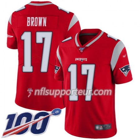 Maillot Homme New England Patriots Antonio Brown 17 Nike Rouge I 100th